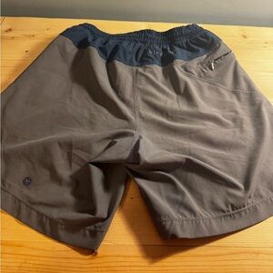 Birddogs Men's Athletic Shorts — Taupe Body with Navy Waistband